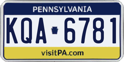 PA license plate KQA6781