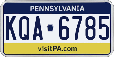 PA license plate KQA6785