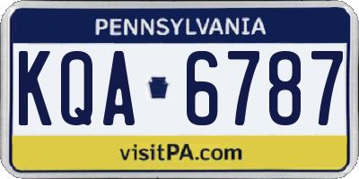 PA license plate KQA6787