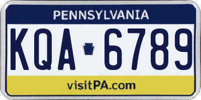 PA license plate KQA6789