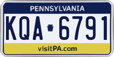 PA license plate KQA6791
