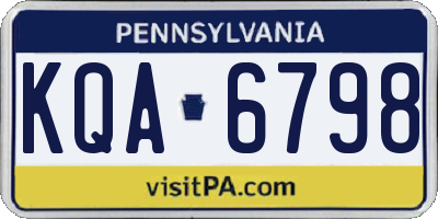 PA license plate KQA6798