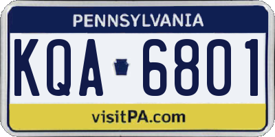 PA license plate KQA6801