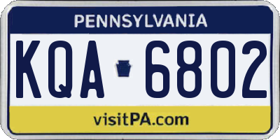 PA license plate KQA6802
