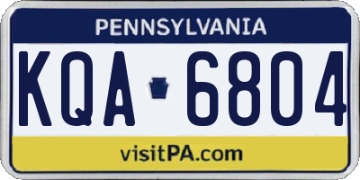 PA license plate KQA6804