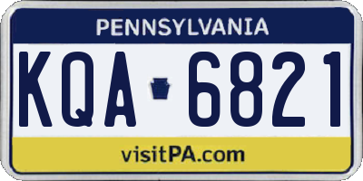 PA license plate KQA6821