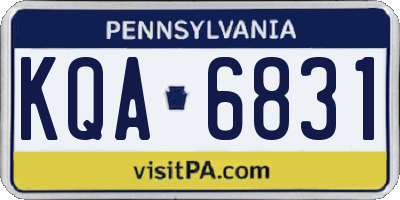 PA license plate KQA6831