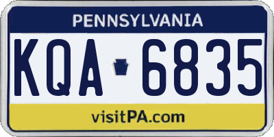 PA license plate KQA6835