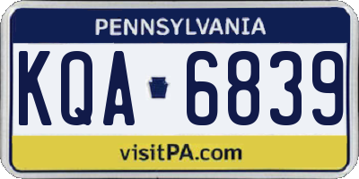 PA license plate KQA6839