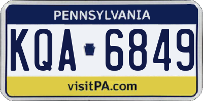 PA license plate KQA6849