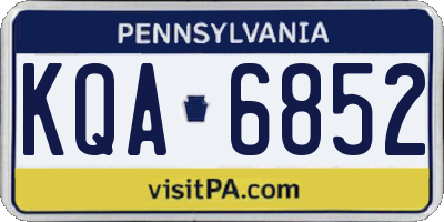 PA license plate KQA6852