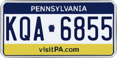 PA license plate KQA6855