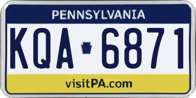 PA license plate KQA6871