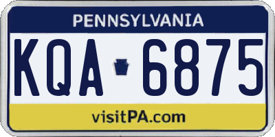 PA license plate KQA6875