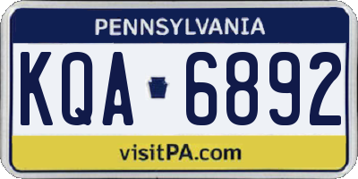 PA license plate KQA6892