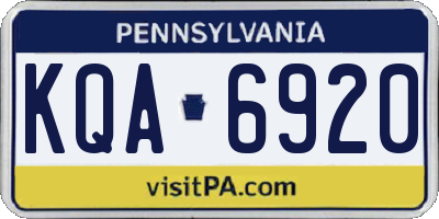 PA license plate KQA6920