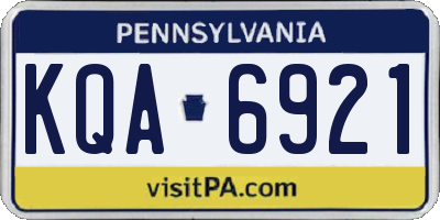 PA license plate KQA6921