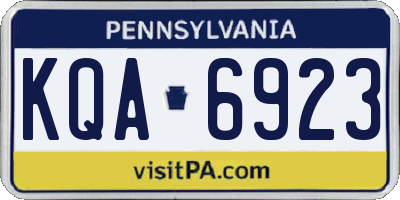 PA license plate KQA6923