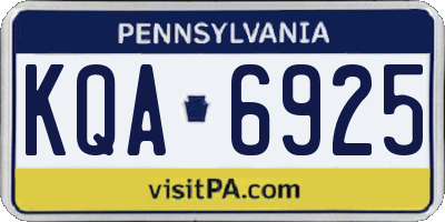 PA license plate KQA6925