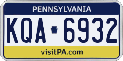 PA license plate KQA6932