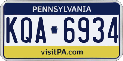 PA license plate KQA6934
