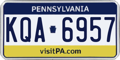 PA license plate KQA6957