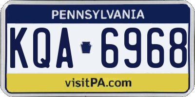 PA license plate KQA6968