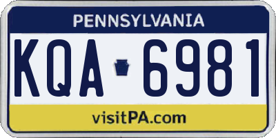 PA license plate KQA6981