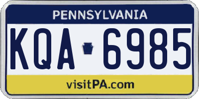 PA license plate KQA6985