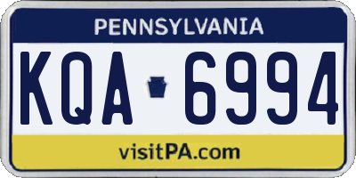 PA license plate KQA6994