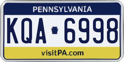 PA license plate KQA6998