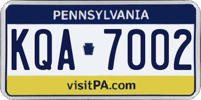 PA license plate KQA7002