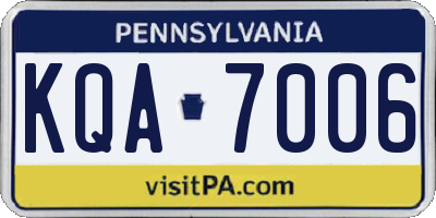 PA license plate KQA7006
