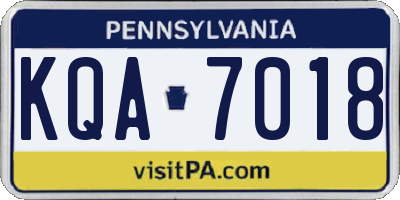 PA license plate KQA7018