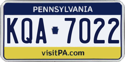 PA license plate KQA7022