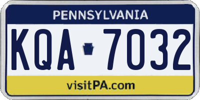 PA license plate KQA7032