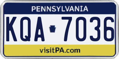 PA license plate KQA7036