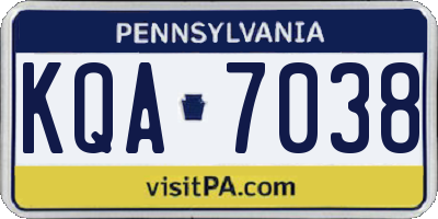 PA license plate KQA7038
