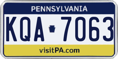 PA license plate KQA7063