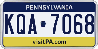 PA license plate KQA7068
