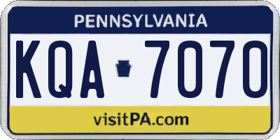 PA license plate KQA7070