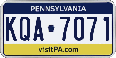PA license plate KQA7071