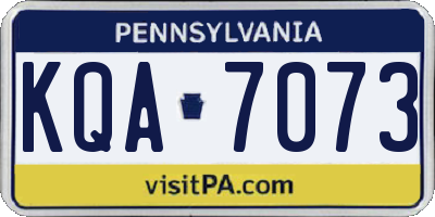 PA license plate KQA7073