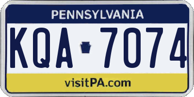 PA license plate KQA7074