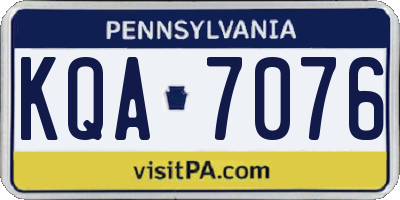 PA license plate KQA7076