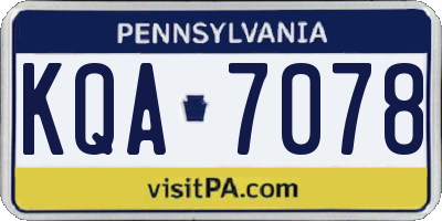 PA license plate KQA7078