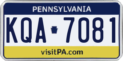 PA license plate KQA7081