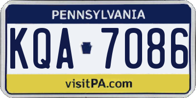PA license plate KQA7086