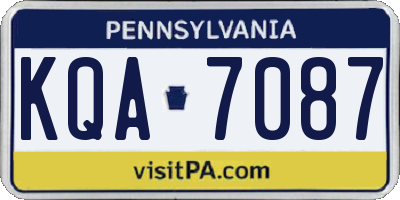 PA license plate KQA7087