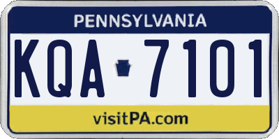 PA license plate KQA7101